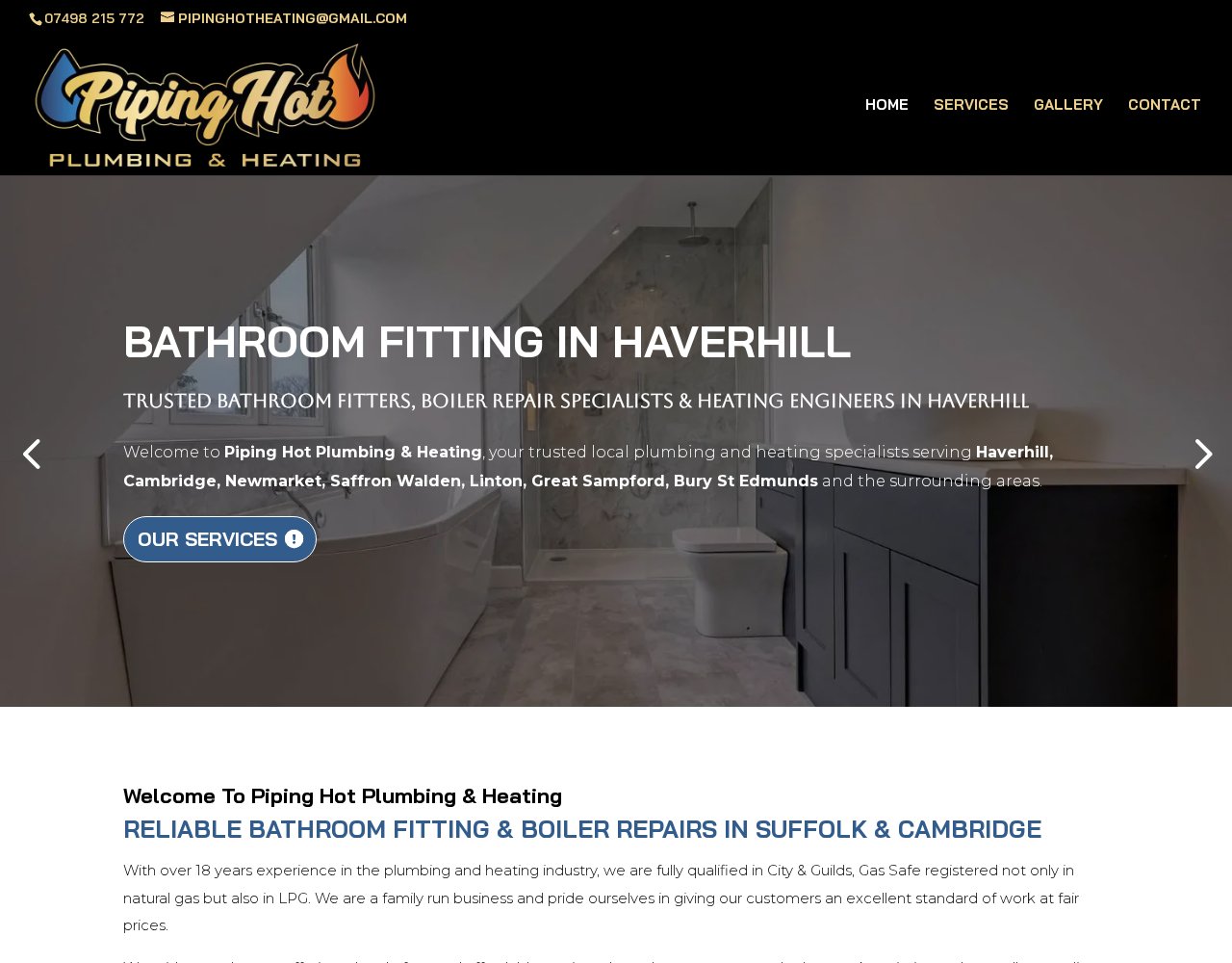 The original Piping Hot Plumbing & Heating website at pipinghotplumbingandheating.uk, before the redesign