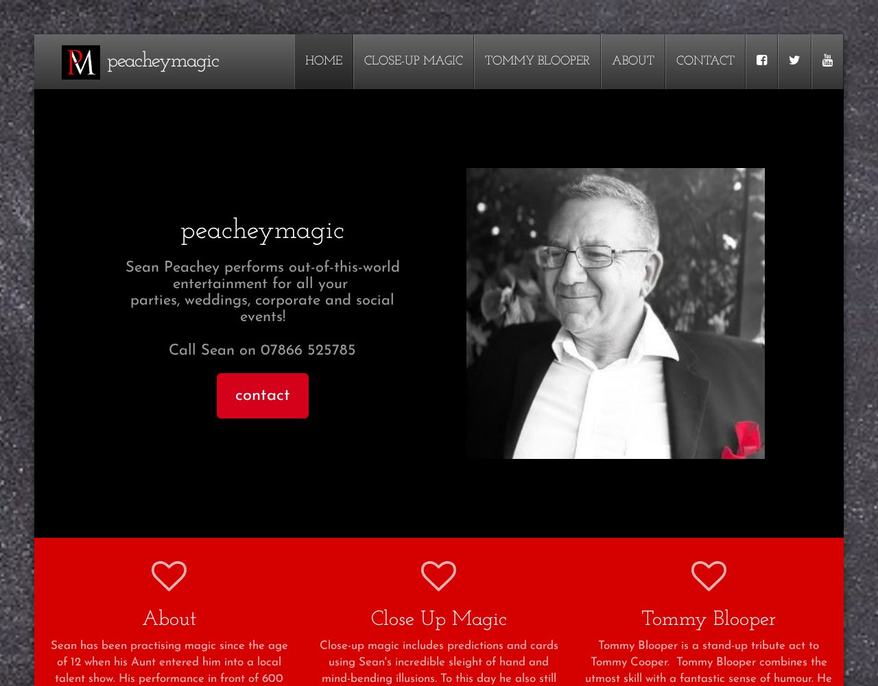 The original Peachey Magic website at peacheymagic.co.uk, before the redesign