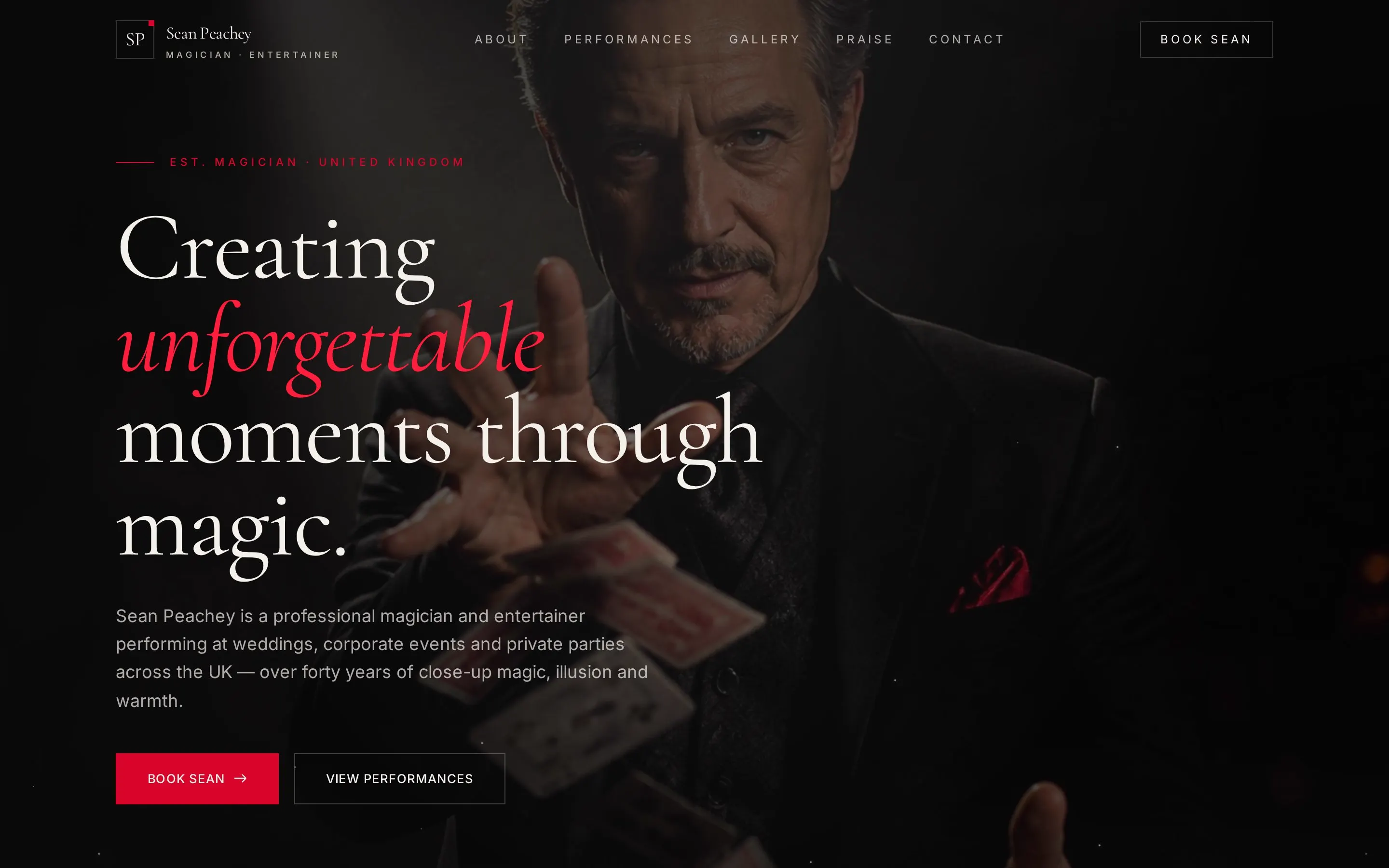 The redesigned Peachey Magic website built by Marin Website Solutions