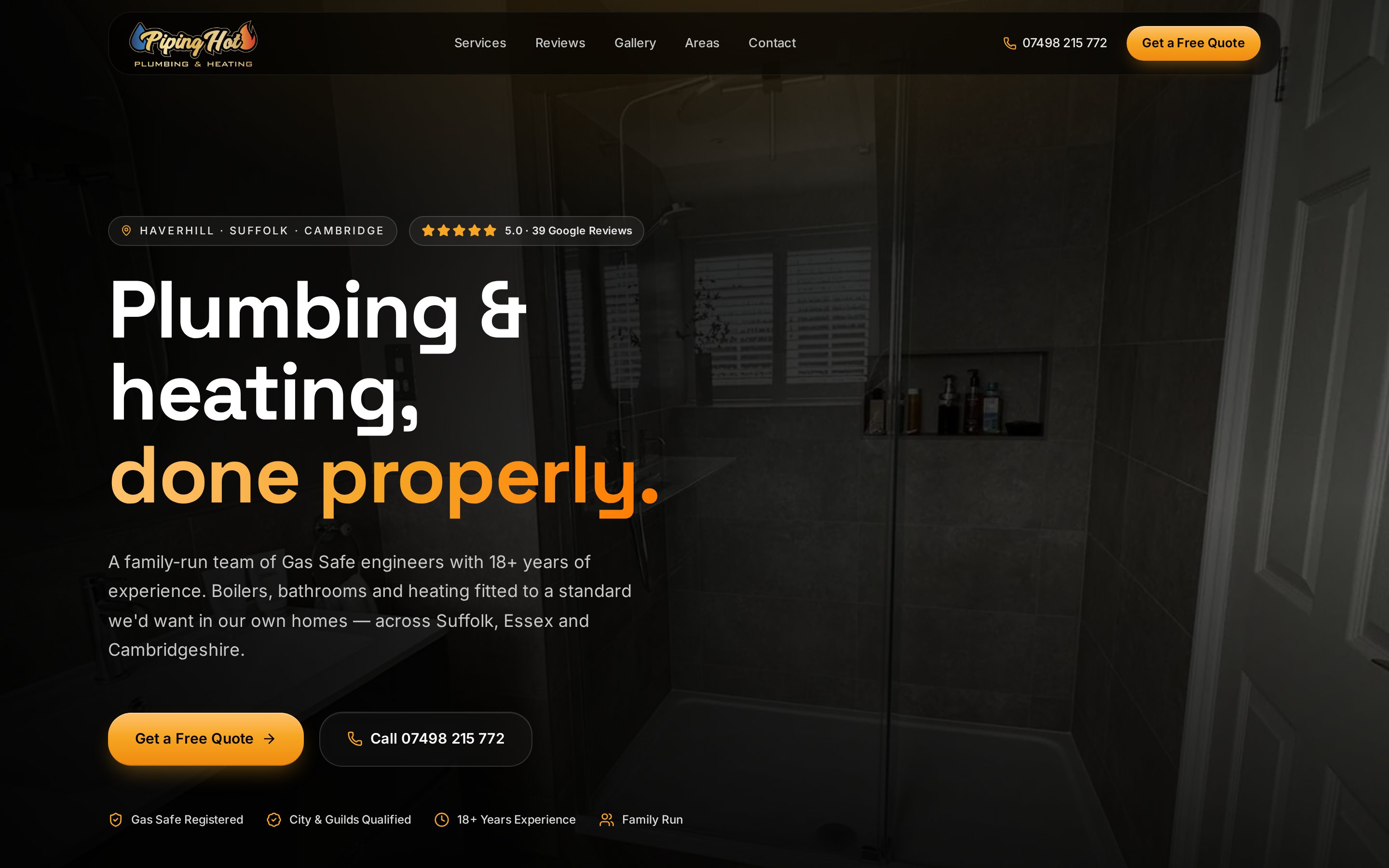 Piping Hot Plumbing & Heating — desktop preview